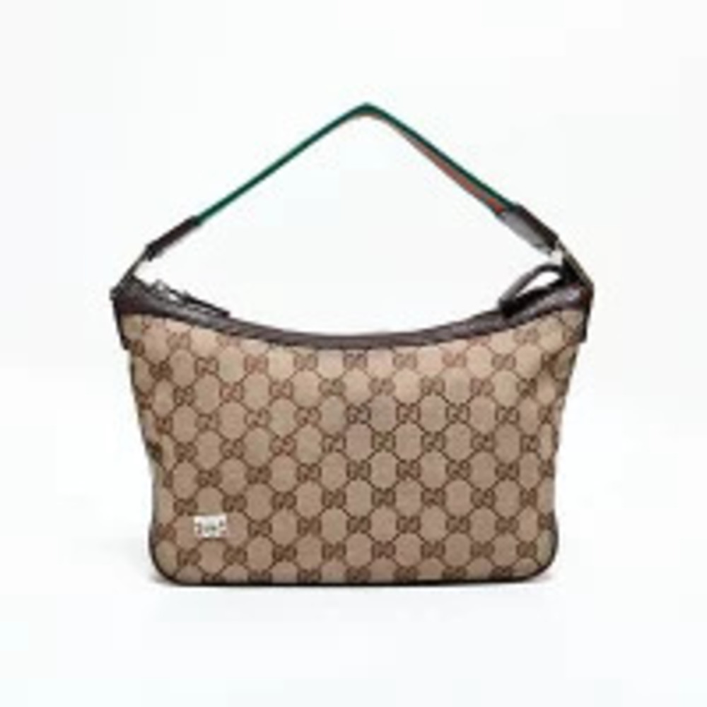 Gucci GG Brown Shoulder Beige Bag Canvas